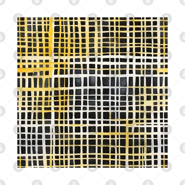 Abstract yellow black and white grid pattern by craftydesigns