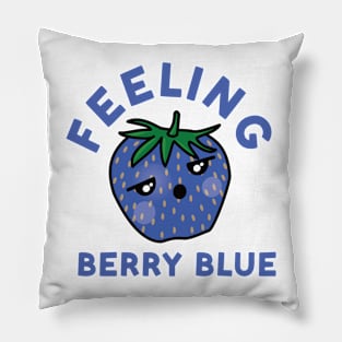 Cute Strawberry Feeling Berry Blue Pillow