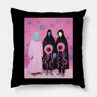 Weird Pink Ghoul Art - Unusual Weirdcore  Illustration Pillow