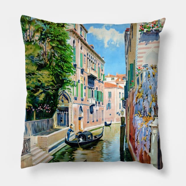 Vintage Travel Poster Italy Venice Venezia 1920s Pillow by vintagetreasure