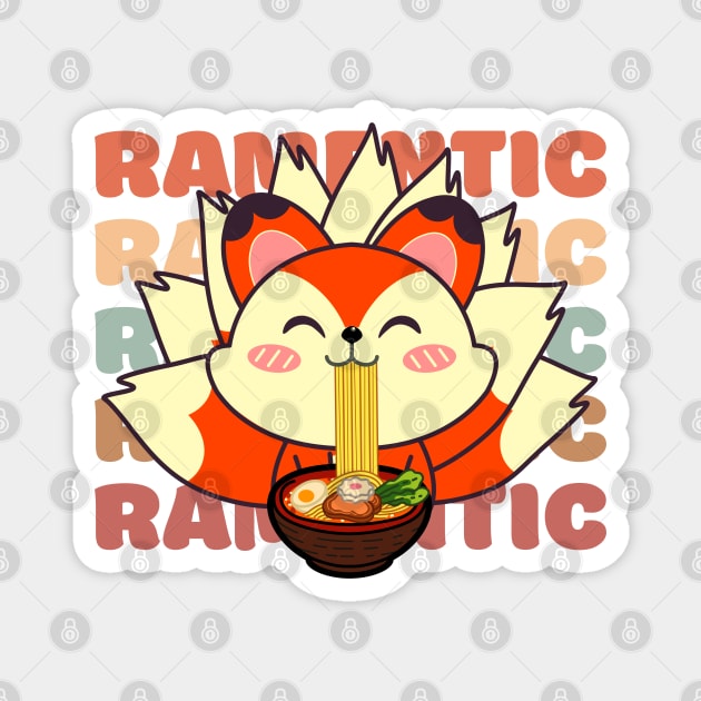 Cute Fox Eating Ramen Magnet by ChasingTees