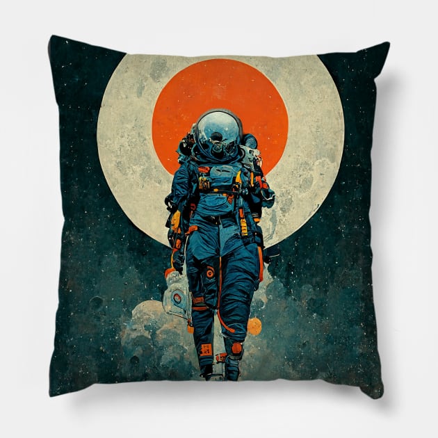 Space Jump Retro Vintage Sci Fi design Pillow by JoshWhiteArt