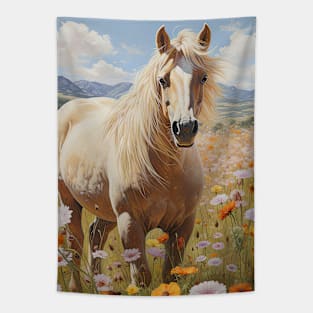 Palomino in Flower Meadow Tapestry