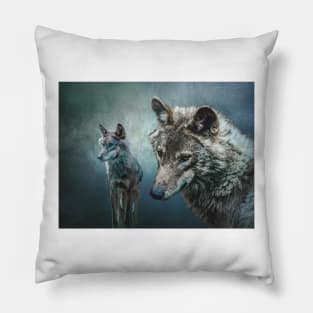 Wolves in Moonlight Pillow