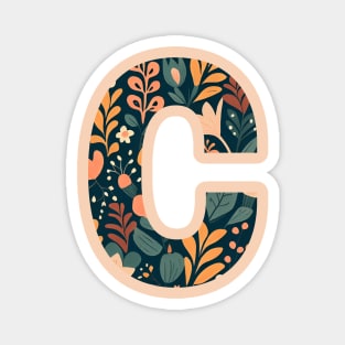 Whimsical Floral Letter C Magnet