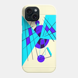 80s Retro Geometric Shapes Blue and Yellow Phone Case