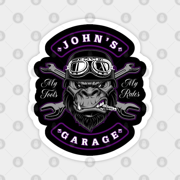 John's Garage Personalized Men's Gift Magnet by grendelfly73
