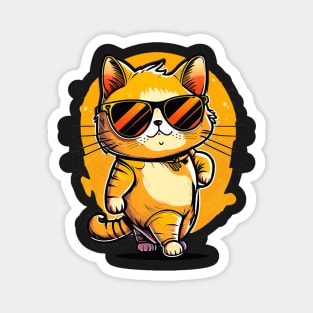 Cute ginger cat wearing sunglasses Magnet