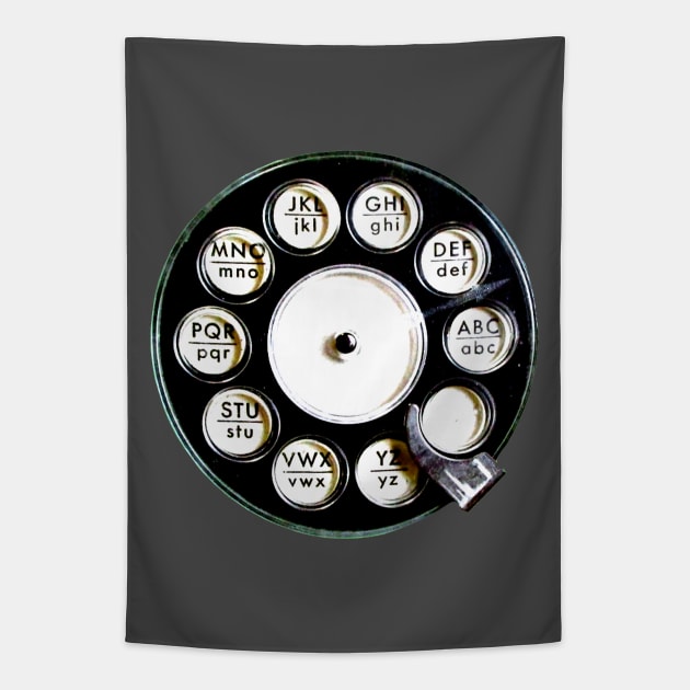 Call Retro Phone Dial Tapestry by badlydrawnbabe