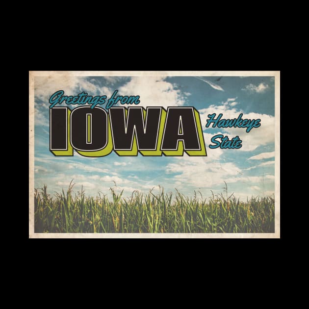 Greetings from Iowa - Vintage Travel Postcard Design by fromthereco