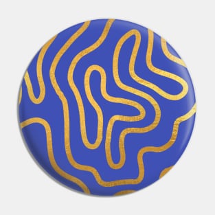 Indigo Blue Gold colored abstract lines pattern Pin