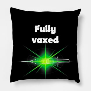 fully vaxed w syringe - for dark backgrounds Pillow