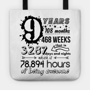 9 Years Old Funny 9th Birthday Girl Boy Gift 108 Month Tote