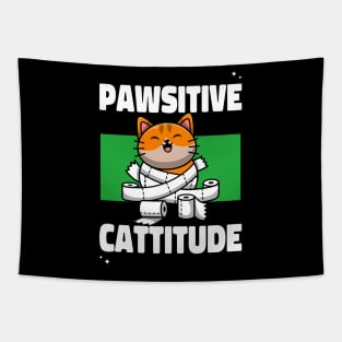 Pawsitive attitude of cat Tapestry