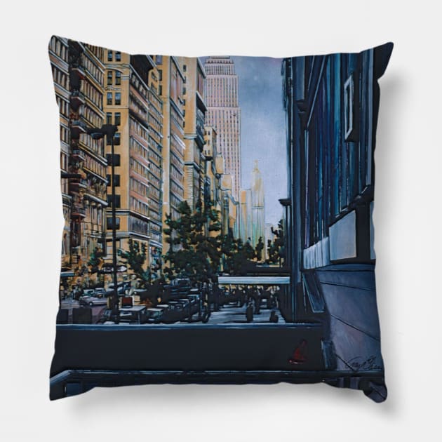A Moment Hush in the City Limits, New York City Pillow by gayeelise