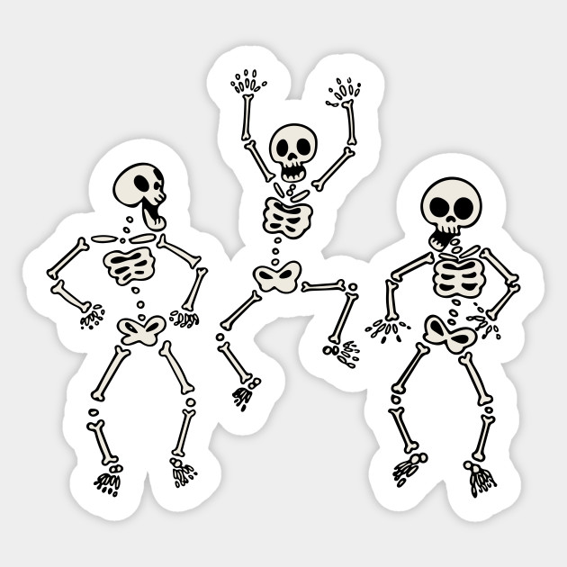 Dancing skeletons Skeleton Sticker TeePublic