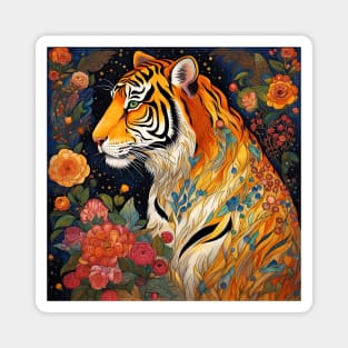 Tiger Art Under The Stars Magnet