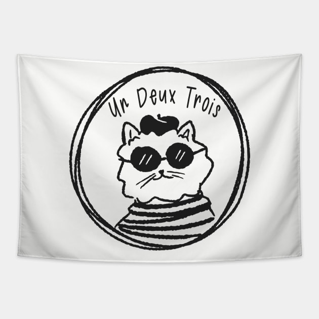 Un Deux Trois Cat Tapestry by Etopix