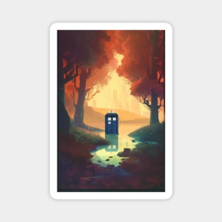 Tardis in Enchanted Forest Magnet