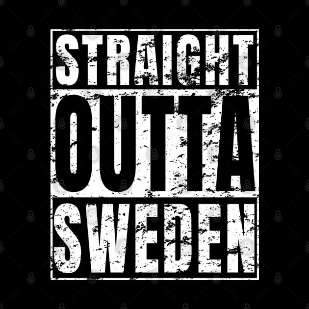 Straight Outta Sweden graphic Distressed White Swedish Tee by merchlovers