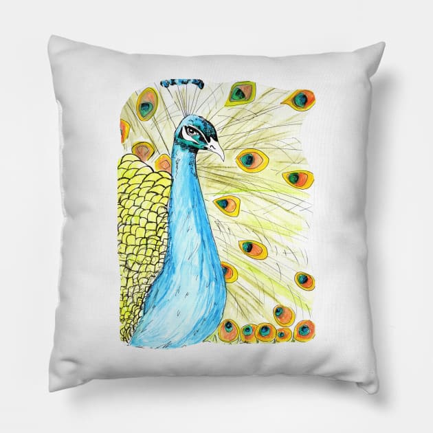 Peacock Display Pillow by drknice