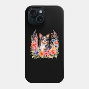 A small munsterlander decorated with beautiful watercolor flowers Phone Case