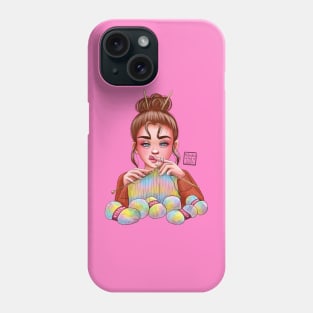 Knitting girl, knitting love Phone Case