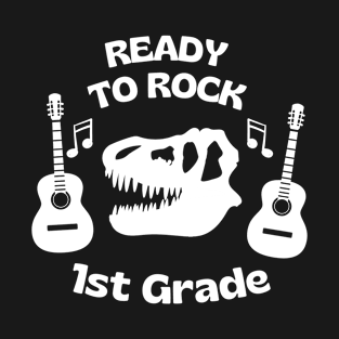 1st Grade, First Grade, Dinosaur Skull, Guitar T-Shirt