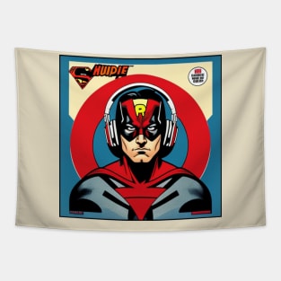 Unleash the Power: Superhero Soundscape Vinyl Record Artwork II Tapestry