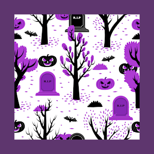 Halloween Cemetery Purple T-Shirt