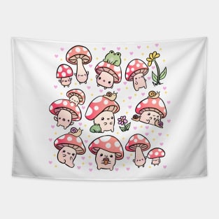 Cute mushrooms friends Tapestry