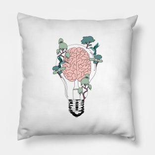 Brain lightbulb Design Pillow