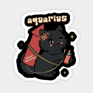 aquarius black kitty cat Magnet