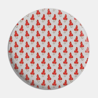 Red and Gray Spotted Mushroom Pattern Pin
