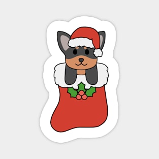 Christmas Black and Brown Chihuahua Stocking Magnet