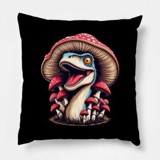 Funny Velociraptor Mushroom Hat Dinosaur Garden Pillow