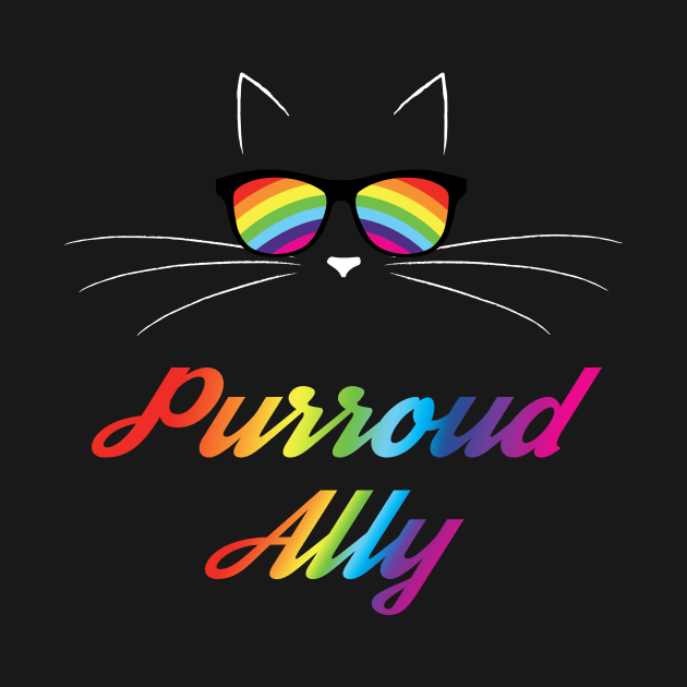 Purroud Ally Gay Pride Cat Face With Rainbow Sunglasses by glintintheeye