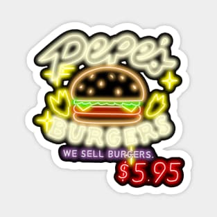 Neon Pepe's Burgers Logo from Steven Universe Magnet