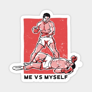 Me vs Myself Boxing // Funny Vintage Self Defeating Self Doubt Magnet