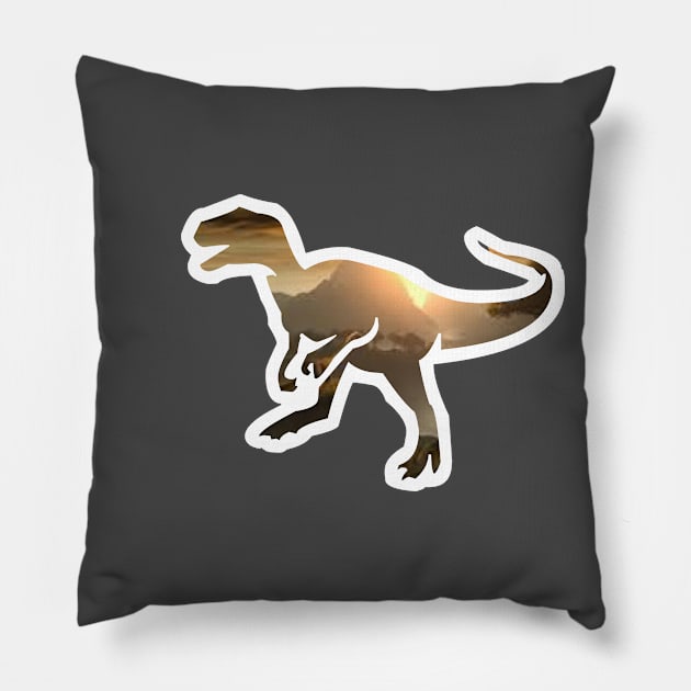 T-Rex with Skyline Pillow by firstspacechimp