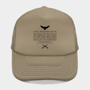 2nd Amendment (Second Amendment to the United States Constitution) Text - with US Bald eagle and crossed m1garand - Black Hat