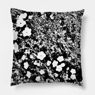 Black and White Floral Bush Design Pillow