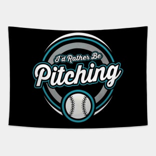 Rather Be Pitching Softball Baseball Player Tapestry