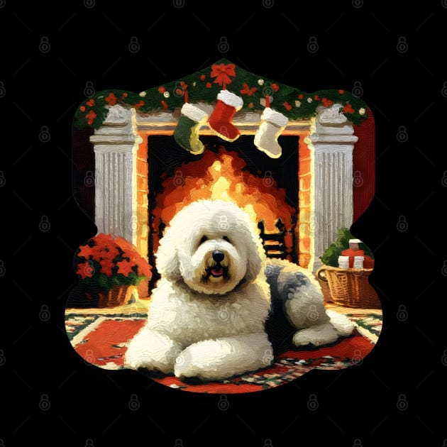 old english sheepdogs Christmas fireplace by OddHouse