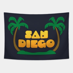 San Diego California Palm Trees Tapestry