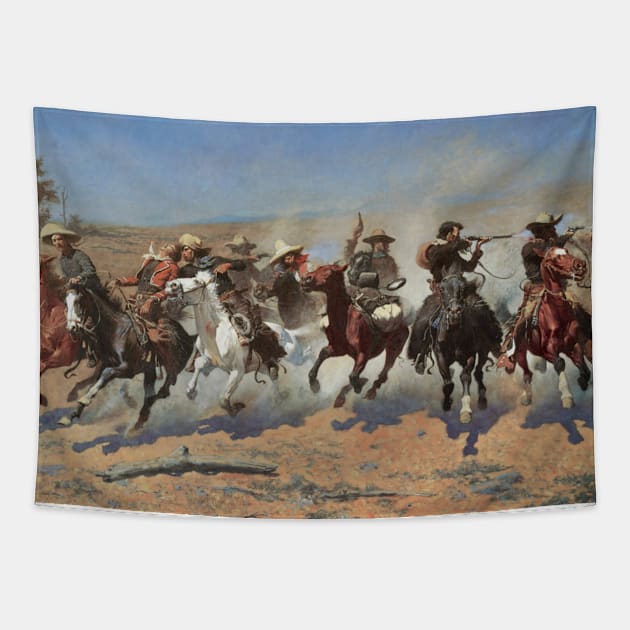 A Dash for Timber by Frederic Remington Tapestry by MasterpieceCafe