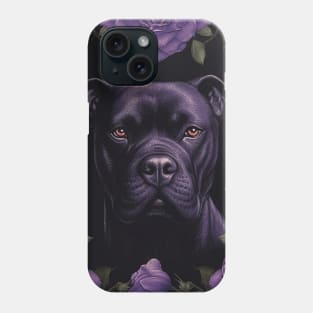 Black Staffy And Roses Phone Case