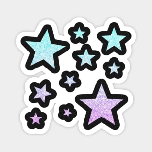 Light Blue Purple Ombre Faux Glitter Stars Magnet