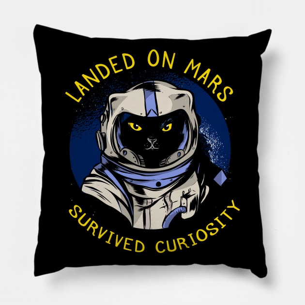 funny cat – Astrocat – Curiosity (dark variant) Pillow by LiveForever