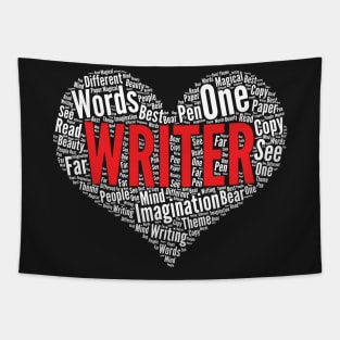 Writer Heart Shape Word Cloud Design graphic Tapestry